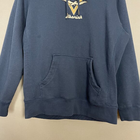 Jiberish Sweatshirt Hoodie Drawstring Size Medium Navy Blue Embroidered Unisex - Picture 4 of 13